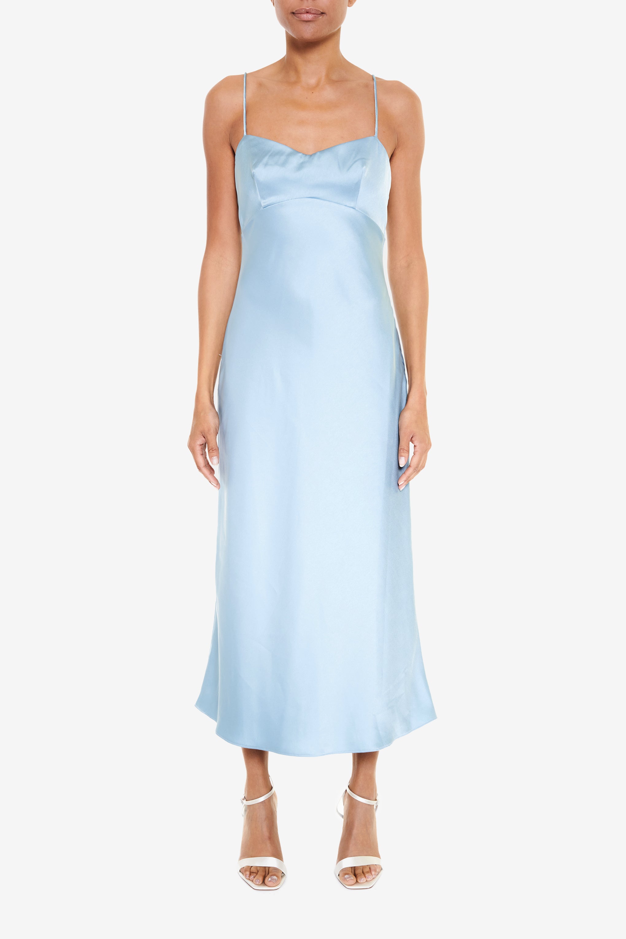 Delphine Dusty Blue Midi Slip Dress - True Decadence Delphine Dusty Blue Midi Slip Dress - True Decadence