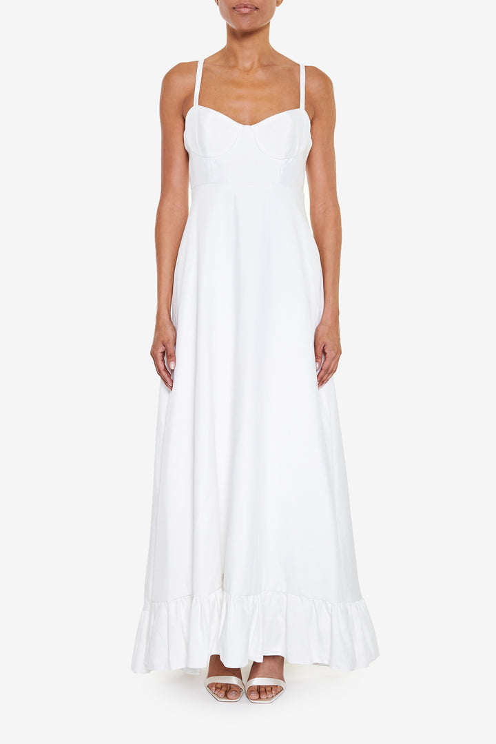 Violette White Frill Hem Maxi Dress