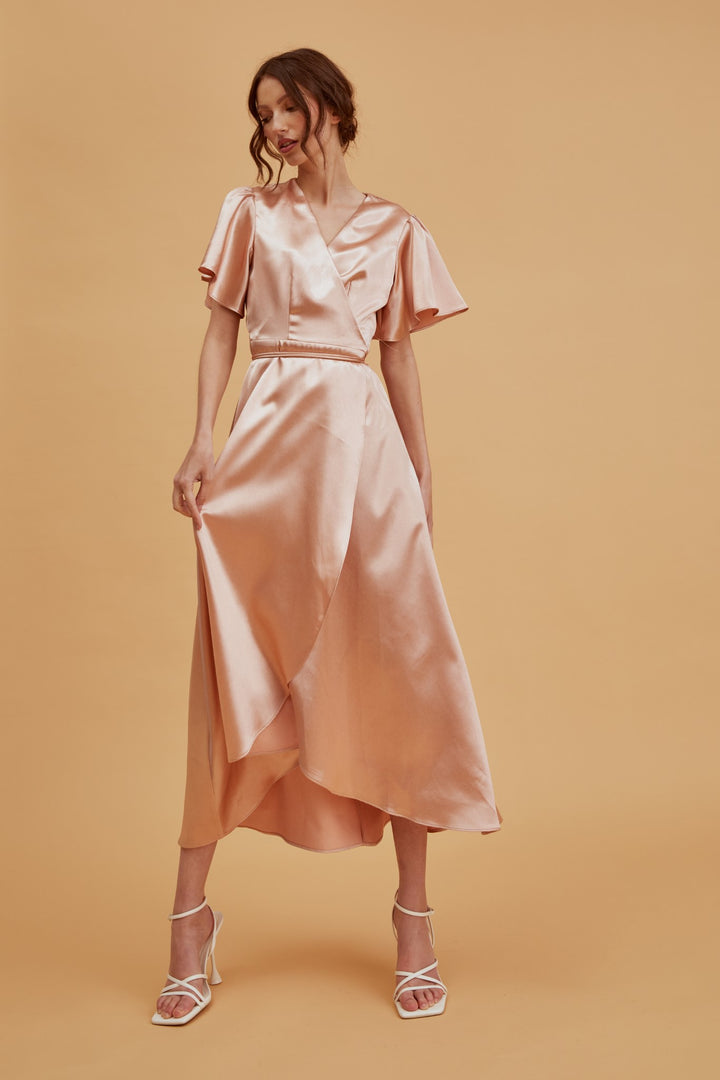 decadence satin dress champagne Satin Bridesmaid Dress Prom Dress Champagne S Dillon Champagne by Grace Loves Lace