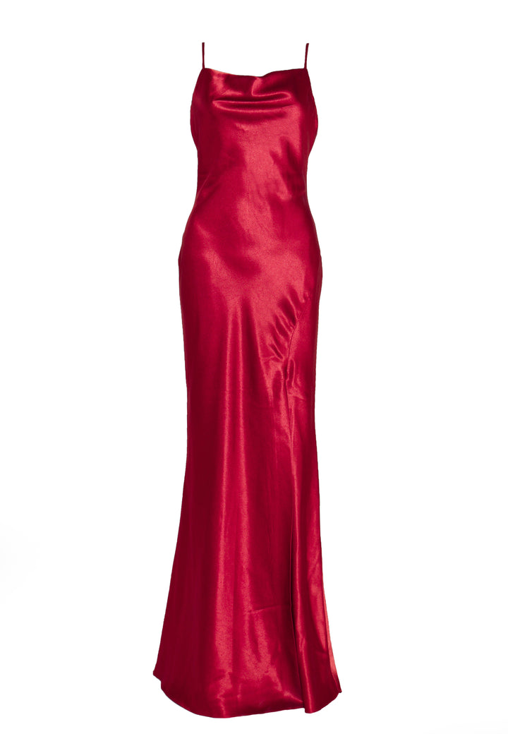 Pippa Claret Bridesmaid Cowl-Neck Slip Dress