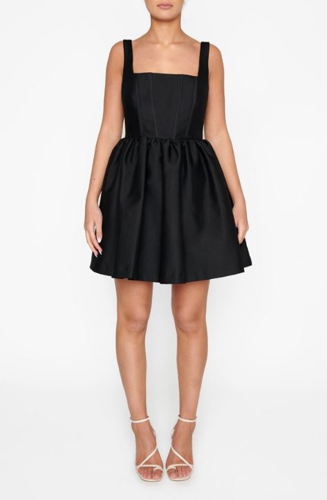 Angela Black Corseted Skater Mini-Dress - True Decadence Angela Black Corseted Skater Mini-Dress - True Decadence
