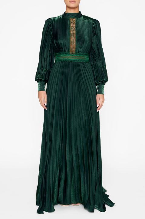 Athena Green Metallic Long Sleeve Maxi-Dress - True Decadence Athena Green Metallic Long Sleeve Maxi-Dress - True Decadence